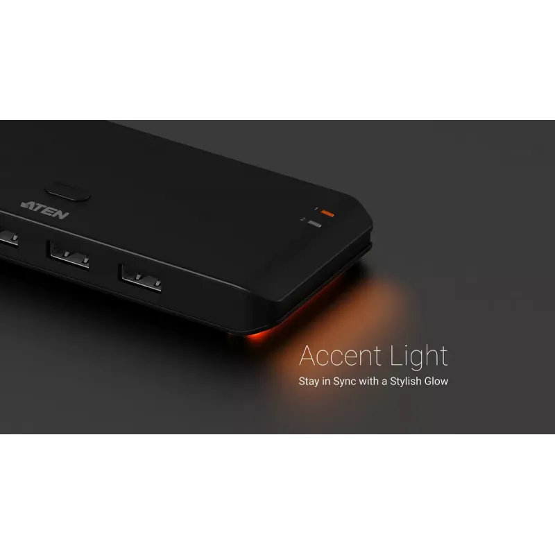 USB 2.0 sharing switch ATEN US4224 — 2x host naar 4x apparaat, 480 Mbit/s, zwart