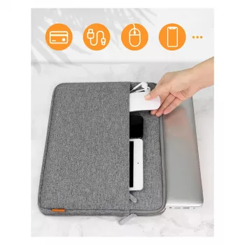Hoes Inateck LB01005 voor 35,6 cm (14 inch) laptops, grijs, effen oppervlak