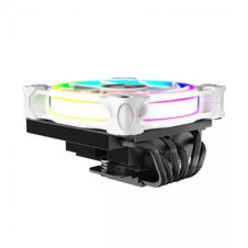 CPU-koeler Akasa SOHO H6L RGB wit – low-profile koellichaam met RGB-ventilator, compatibel met Mini-ITX compacte systemen