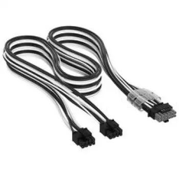 Corsair Premium-Sleeved 2x 8-pin naar 12V-2x6-kabel, voor Type-5-voeding – zwart/wit