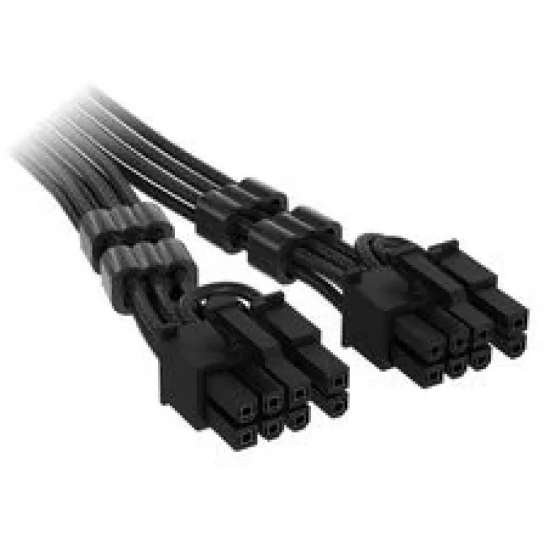 Corsair Premium-Sleeved 12V-2x6 naar 2x 6+2-pin-PCIe-kabel, universeel – zwart