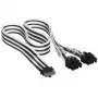 Corsair Premium-Sleeved 12V-2x6 naar 2x 6+2-pin-PCIe-kabel, universeel – zwart/wit