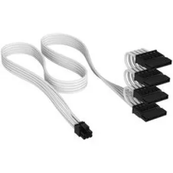Corsair Premium Sleeved 4x SATA-stroomkabel, voor Type-5-voeding – wit