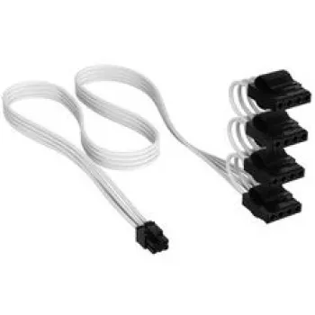 Corsair Premium Sleeved 4x 4-pin Molex-kabel, voor Type-5-voeding – wit