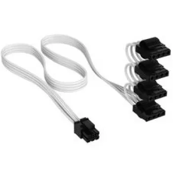 Corsair kabel, Type 4, PATA-stroomaansluitingen, 450 mm, 550 mm, 650 mm, 750 mm, individueel gesleeved – wit