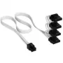 Corsair kabel, Type 4, PATA-stroomaansluitingen, 450 mm, 550 mm, 650 mm, 750 mm, individueel gesleeved – wit