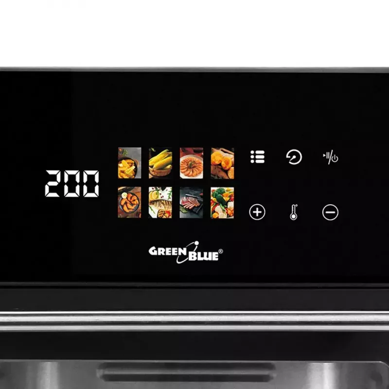 Heteluchtfriteuse GreenBlue GB950 1800W, 10 l inhoud, 8 programma's, touchbediening, timer, zwart
