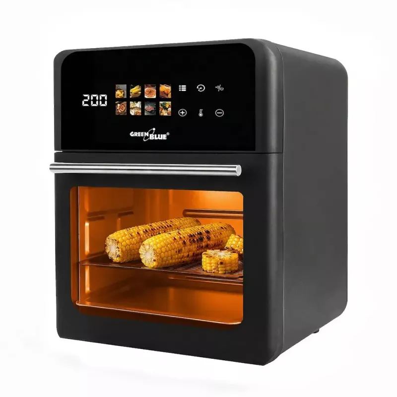 Heteluchtfriteuse GreenBlue GB950 1800W, 10 l inhoud, 8 programma's, touchbediening, timer, zwart