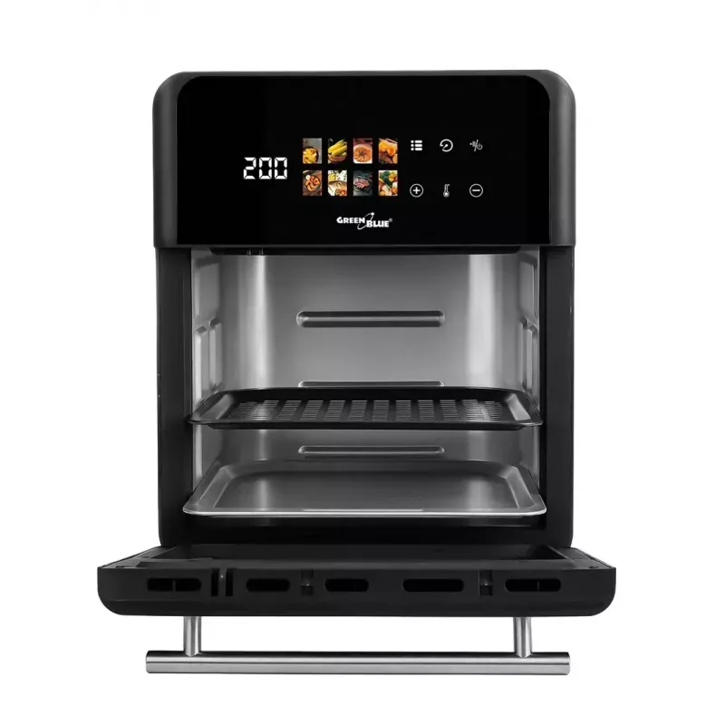 Heteluchtfriteuse GreenBlue GB950 1800W, 10 l inhoud, 8 programma's, touchbediening, timer, zwart