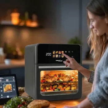 Heteluchtfriteuse GreenBlue GB950 1800W, 10 l inhoud, 8 programma's, touchbediening, timer, zwart