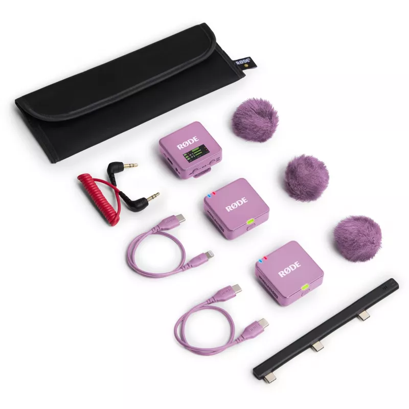 Draadloze lavaliermicrofoon Rode Wireless Go III lila 2,4 GHz compact ontwerp