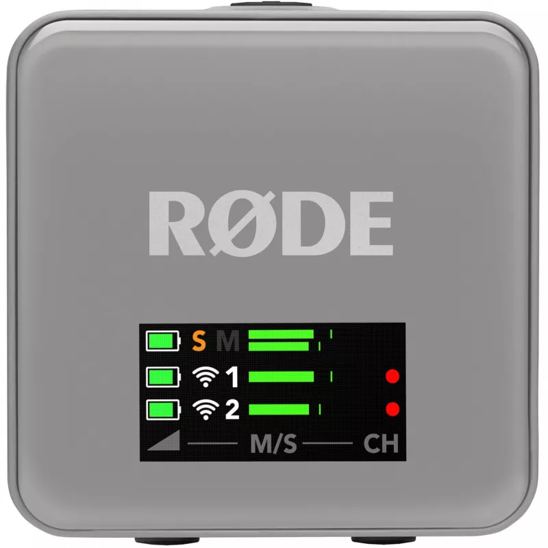 Draadloze microfoon Rode Wireless GO III grijs — compact ontwerp, ingebouwde accu