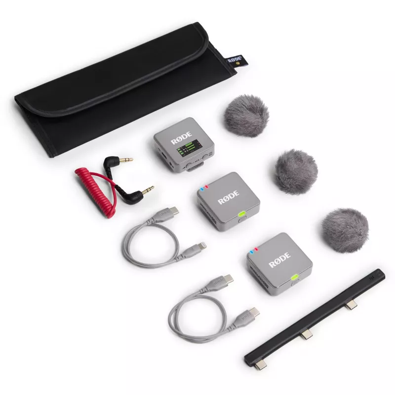 Draadloze microfoon Rode Wireless GO III grijs — compact ontwerp, ingebouwde accu