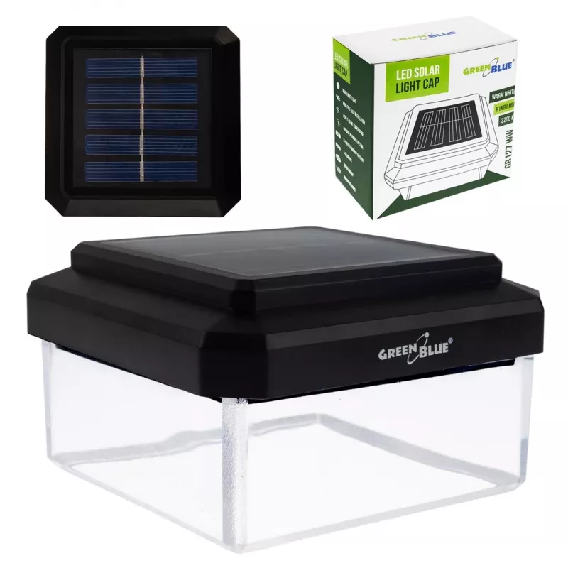 Solar LED-paallamp GreenBlue GB127 WW — 3200 K neutraalwit, 80×80 mm kap, NiMH-accu