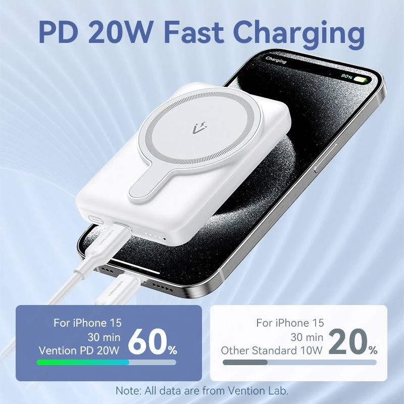 Powerbank draadloos 5000MAH 20W/MAGNETIC zwart FHSB0 Vention