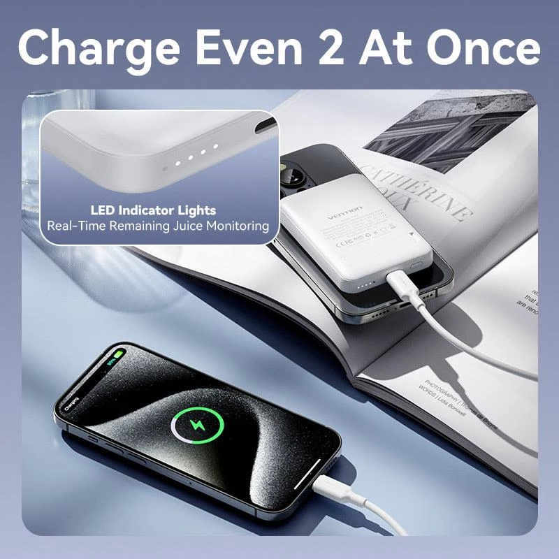Powerbank draadloos 5000MAH 20W/MAGNETIC zwart FHSB0 Vention