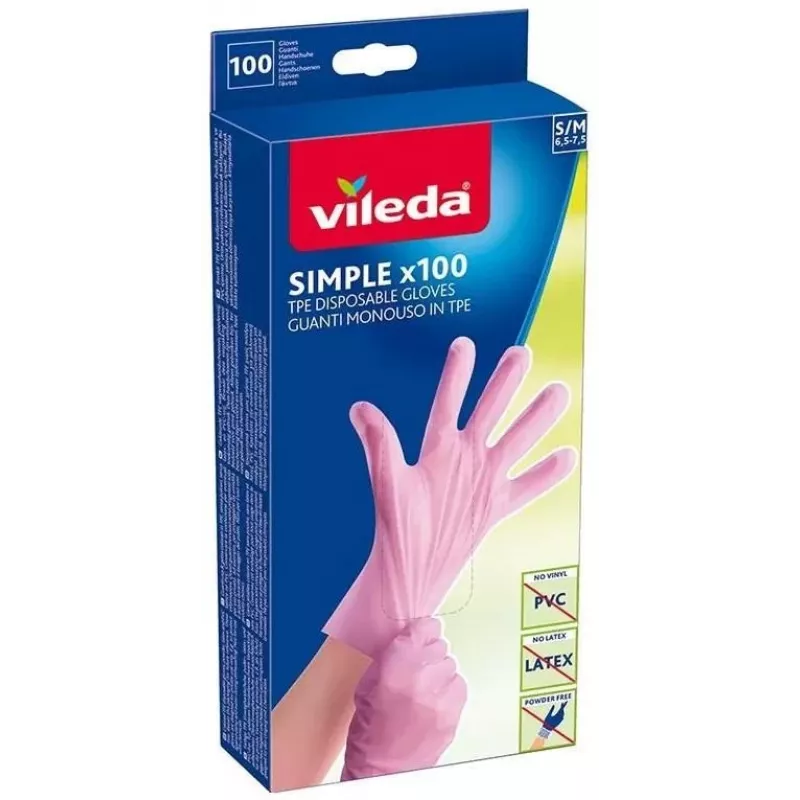 Wegwerp latex handschoenen VILEDA Multi Latex 100, beige, maat S/M, 100 stuks