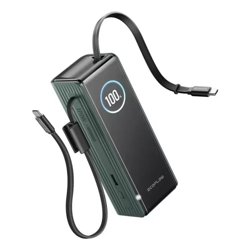 Powerbank EcoFlow RAPID 25000 mAh groen — 170 W totaalvermogen, 2× USB-C, 1× USB-A