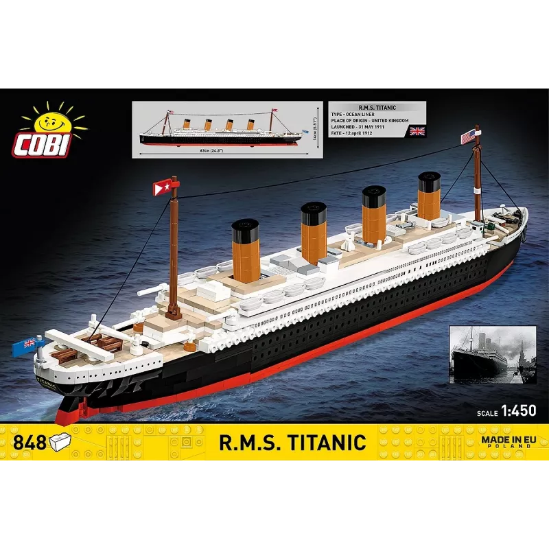 Bouwpakket Cobi R.M.S. Titanic modelbouwpakket, 848 onderdelen, verzamelbaar scheepsmodel