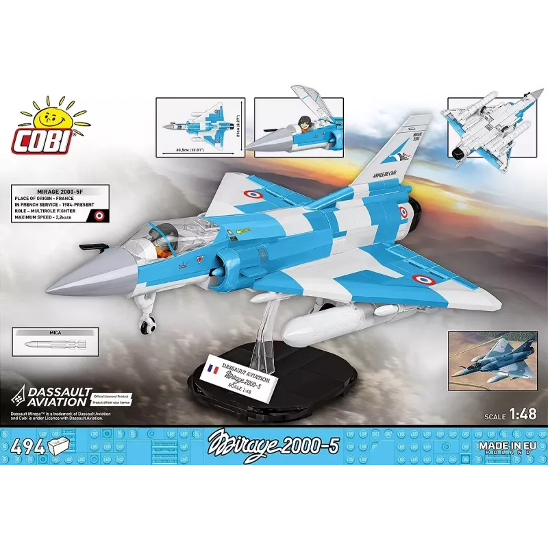 Cobi Mirage 2000-5F Brick Model Kit, Armed Forces Series, 495 onderdelen, schaal 1:48