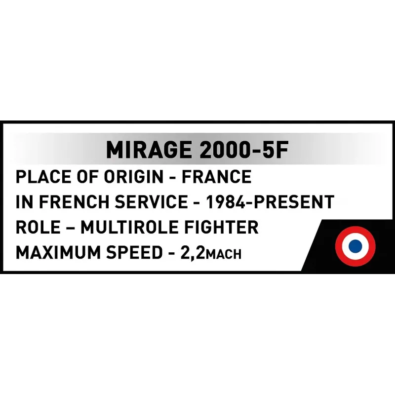 Cobi Mirage 2000-5F Brick Model Kit, Armed Forces Series, 495 onderdelen, schaal 1:48