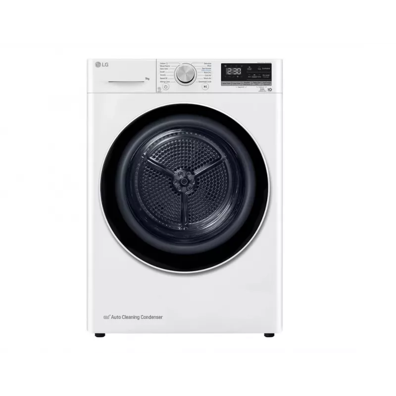 LG RH90V9AV4N, warmtepomp, 9 kg, diepte 66 cm - wasdroger