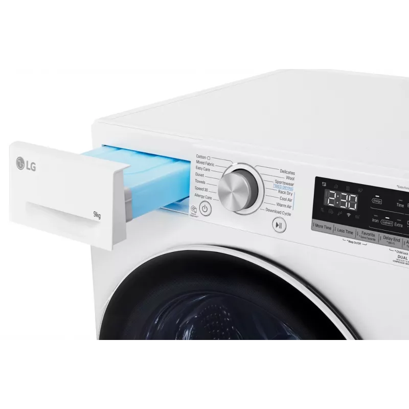 LG RH90V9AV4N, warmtepomp, 9 kg, diepte 66 cm - wasdroger