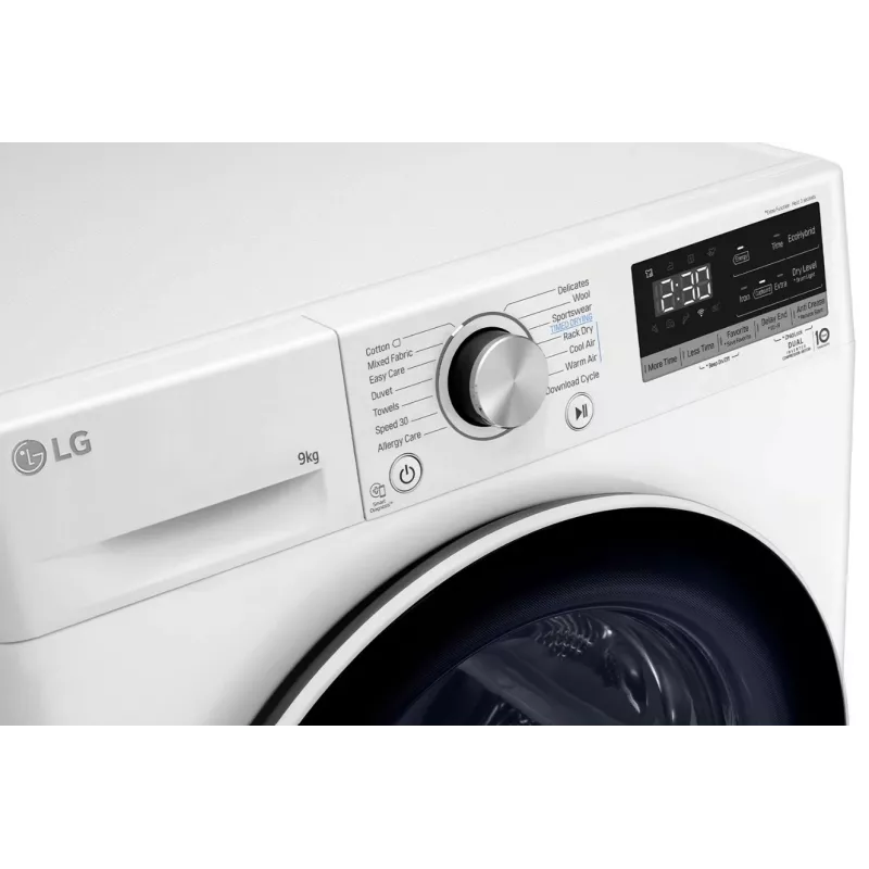 LG RH90V9AV4N, warmtepomp, 9 kg, diepte 66 cm - wasdroger