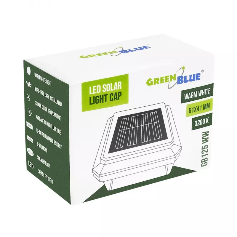 GreenBlue Solar LED-paaltjeslamp, 60x40mm, envelopvormige lampenkap, 3200K, GB125 WW