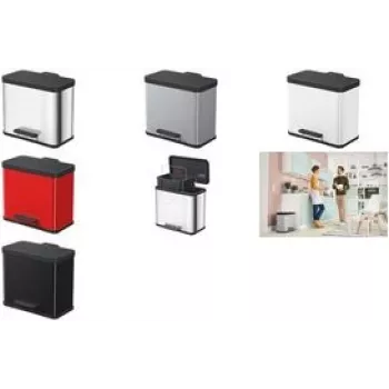 Afvalbak Hailo Öko duo Plus L — tweedelig RVS 17L + 9L