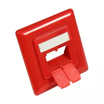 Centraalstuk 50x50mm incl. afdekraam 80x80mm voor netwerkdozen, verkeersrood RAL3020, Good Connections (GC-N0057)