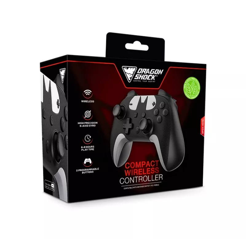 DragonShock PopTop Compact, gamepad, Nintendo Switch, terug-knop, D-pad, home-knop, reset-knop, draadloos, Bluetooth, USB Type-C