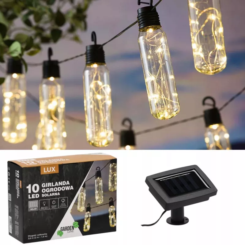 Extralink solar tuinslinger, 2 + 1,8 m lengte, Lux 10 warmwitte LED