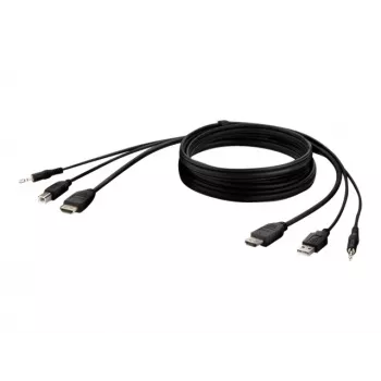 KVM-kabel Belkin F1DN1CCBL — HDMI naar USB A/B met audio, USB-toetsenbord/muis-aansluitingen, 3 m