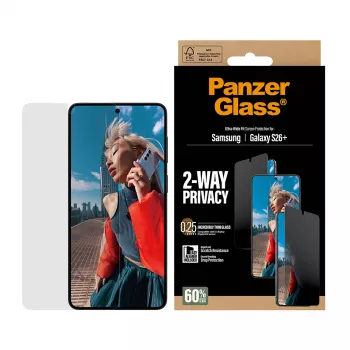 PanzerGlass® 2-weg privacy beeldschermbescherming Samsung Galaxy S26+ | Ultra-Wide Fit met EasyAligner
