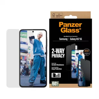 PanzerGlass privacy beeldschermbeschermfolie UWF - transparant - Samsung Galaxy A57 5G transparante beeldschermbeschermfolie