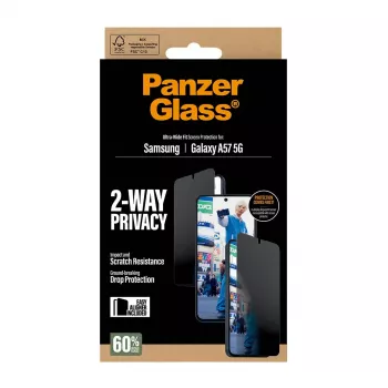 PanzerGlass privacy beeldschermbeschermfolie UWF - transparant - Samsung Galaxy A57 5G transparante beeldschermbeschermfolie