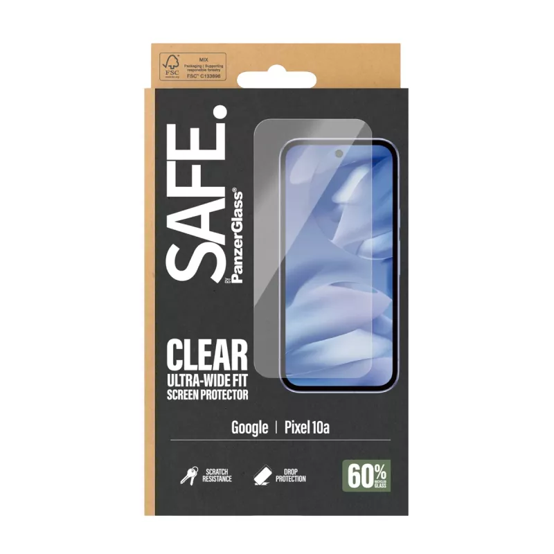 PanzerGlass SAFE. by ® displayscherm voor Google Pixel 10a 5G | Ultra-Wide Fit