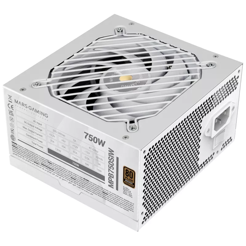 Mars Gaming MPB750SIW-voeding 750 W 24-pins-ATX ATX wit