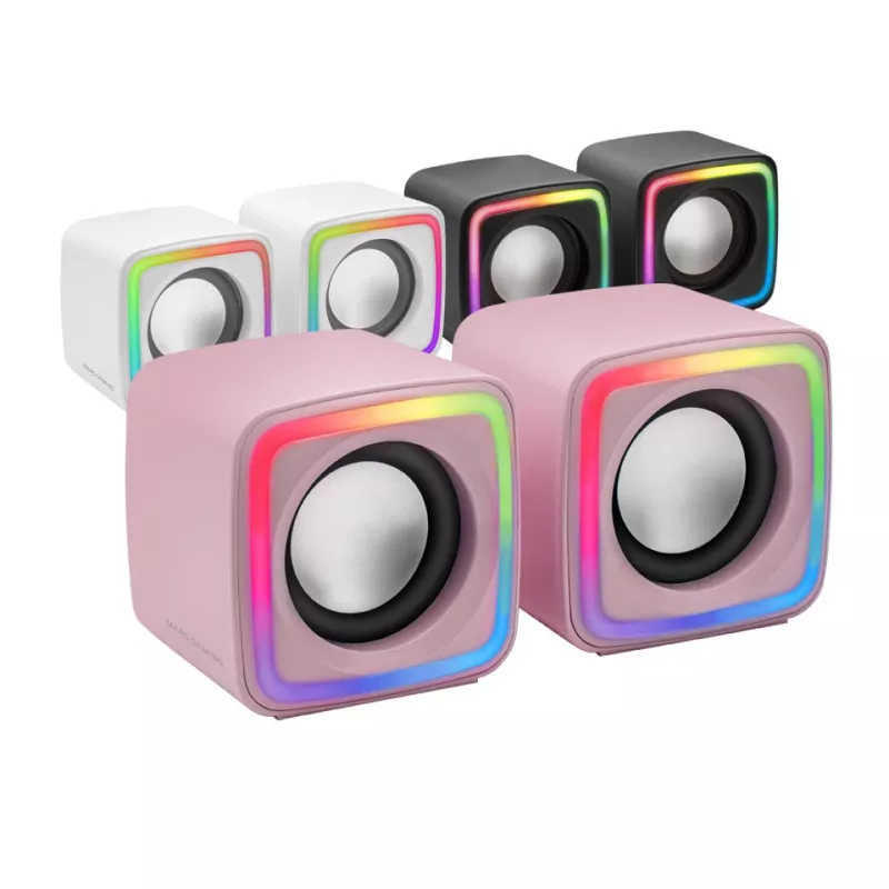 Mars Gaming MSCUBEP roze compacte RGB-gaming-luidsprekers 8W DSP-geluidsprocessor
