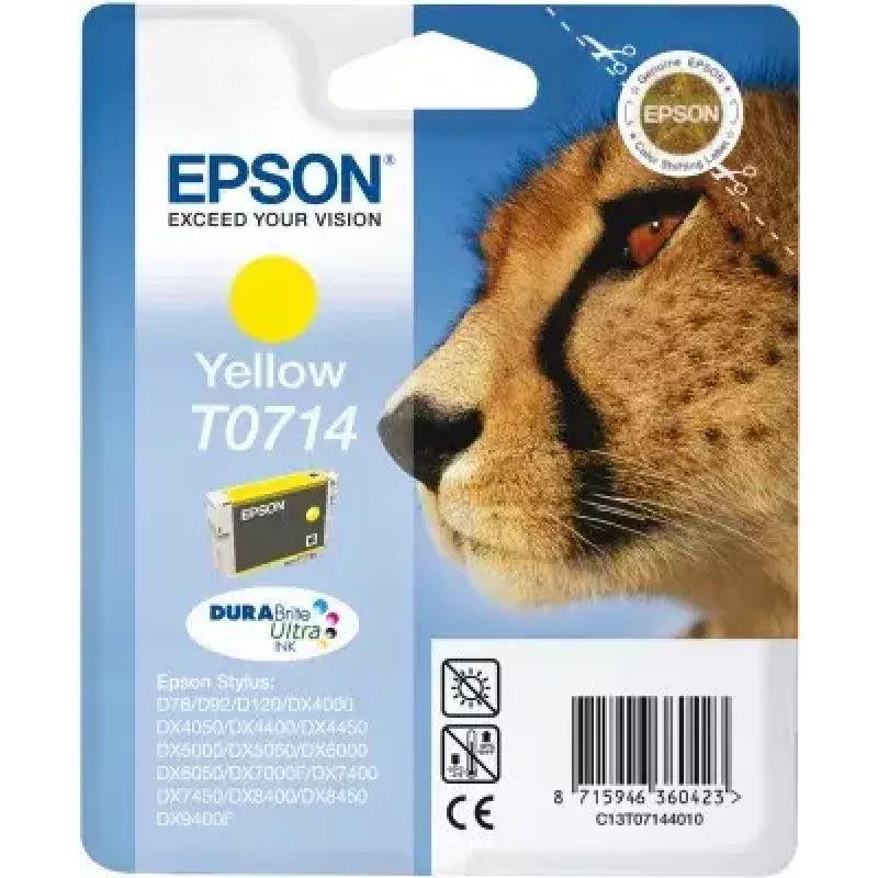 Epson Cheetah singlepack geel T0714 DURABrite Ultra inkt