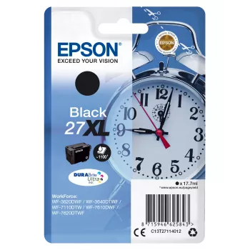 Epson Alarm Clock singlepack zwart 27XL DURABrite Ultra inkt, hoge (XL) capaciteit, zwart, pigmentinkt, 17,7 ml, 1 stk., 1100 pagina's