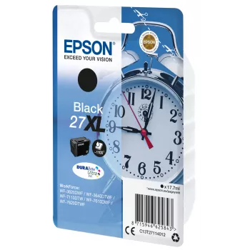 Epson Alarm Clock singlepack zwart 27XL DURABrite Ultra inkt, hoge (XL) capaciteit, zwart, pigmentinkt, 17,7 ml, 1 stk., 1100 pagina's
