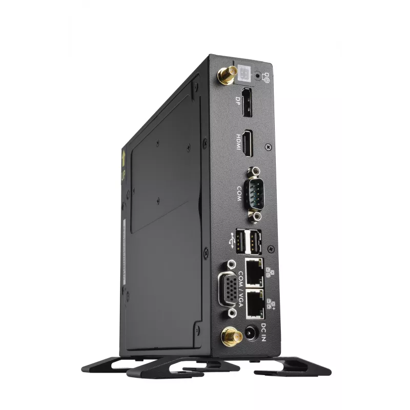Shuttle XPC slanke barebone DS50U, Intel Celeron 7305, 2x LAN (1x 2.5Gbit, 1x 1Gbit), 1x COM, 1x HDMI, 1x DP, 1x VGA, ventilatorloos, continu gebruik 24/7