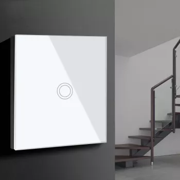 Touch wisselschakelaar lichtschakelaar kruisschakelaar wandschakelaar trapschakelaar met kleurveranderende LED-achtergrondverlichting inbouwschakelaar 1-voudig rond wit