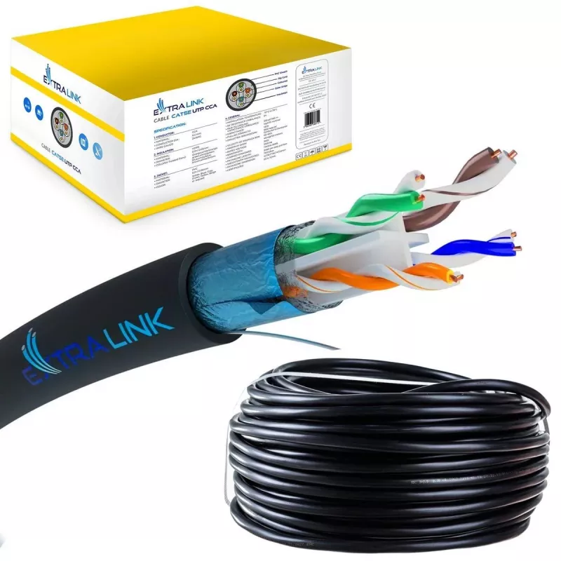 Netwerkkabel Extralink Twisted pair CAT6 FTP Outdoor 305m zwart
