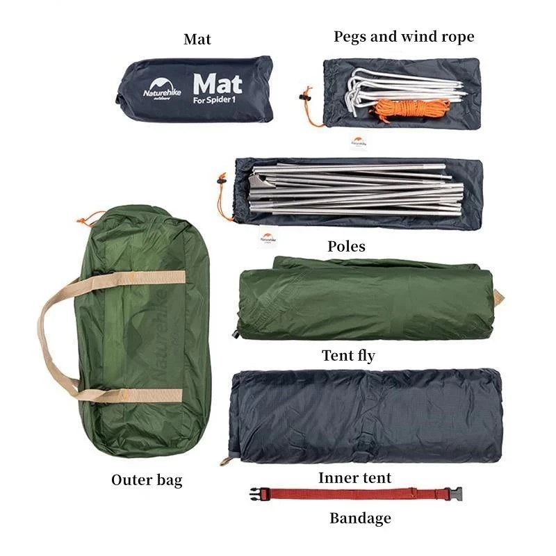 Fietsen ultralichte tent 1 nh18a095-d-forest groen NATUREHIKE