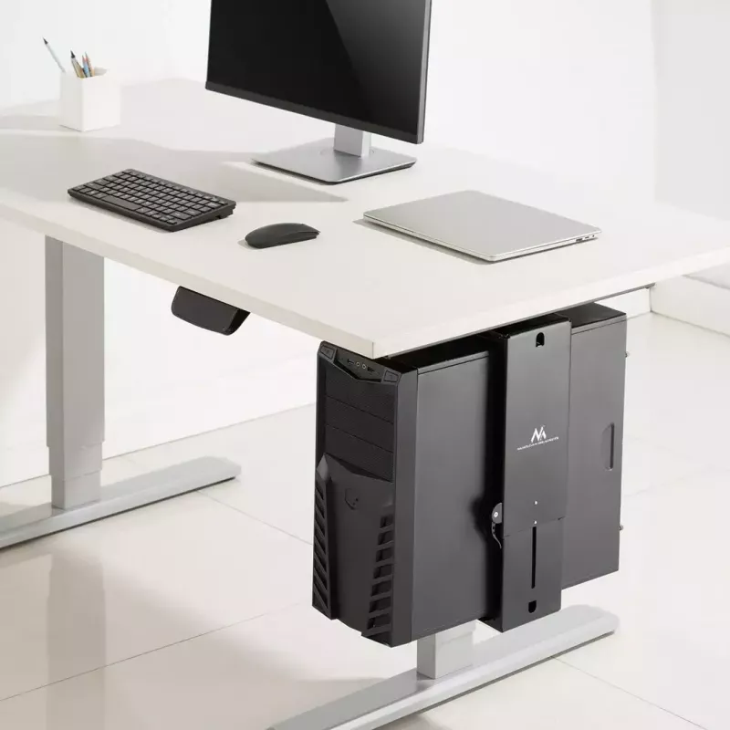 Onderdesk computerhouder MACLEAN MC-885, verstelbaar, handmatige hoogteverstelling, voor maximaal 10 kg, zwart