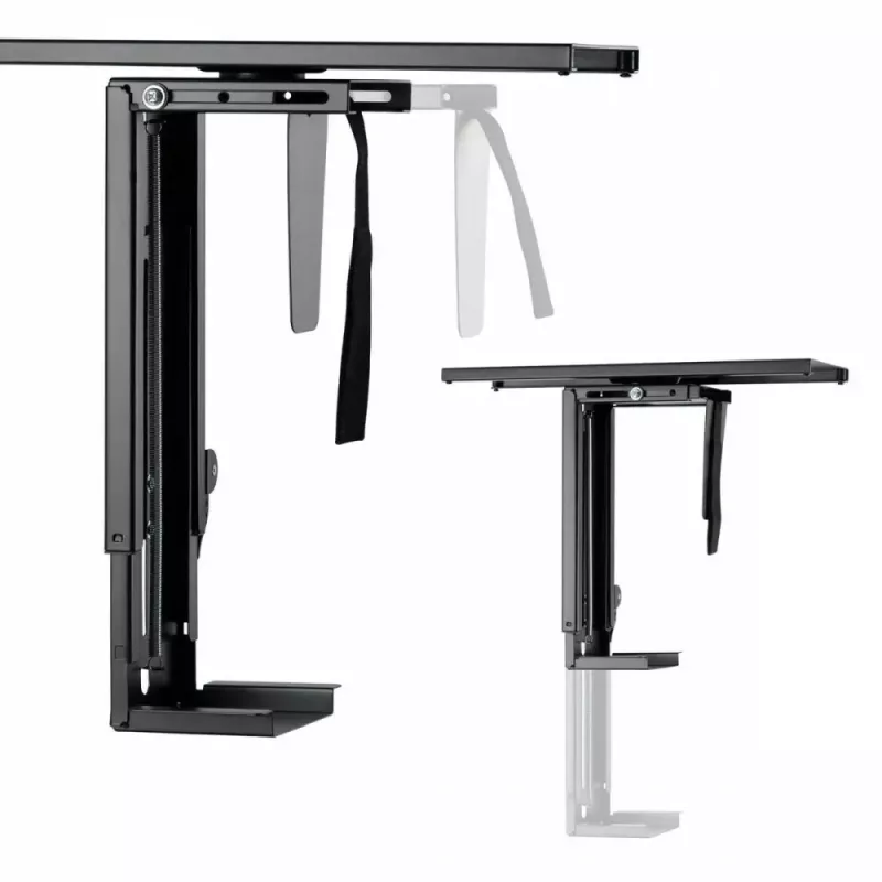 Onderdesk computerhouder MACLEAN MC-885, verstelbaar, handmatige hoogteverstelling, voor maximaal 10 kg, zwart
