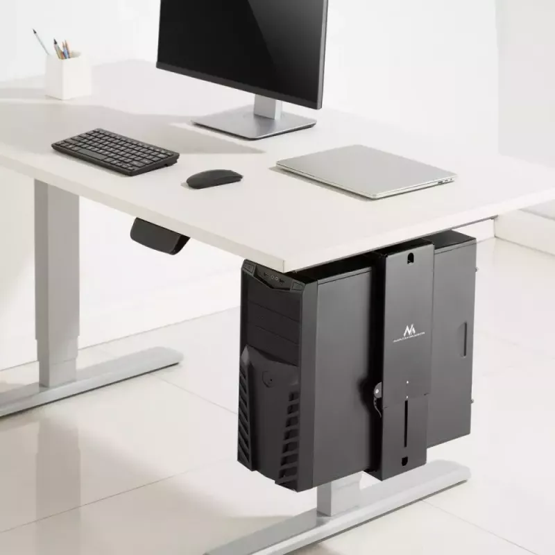 Onderdesk computerhouder MACLEAN MC-885, verstelbaar, handmatige hoogteverstelling, voor maximaal 10 kg, zwart